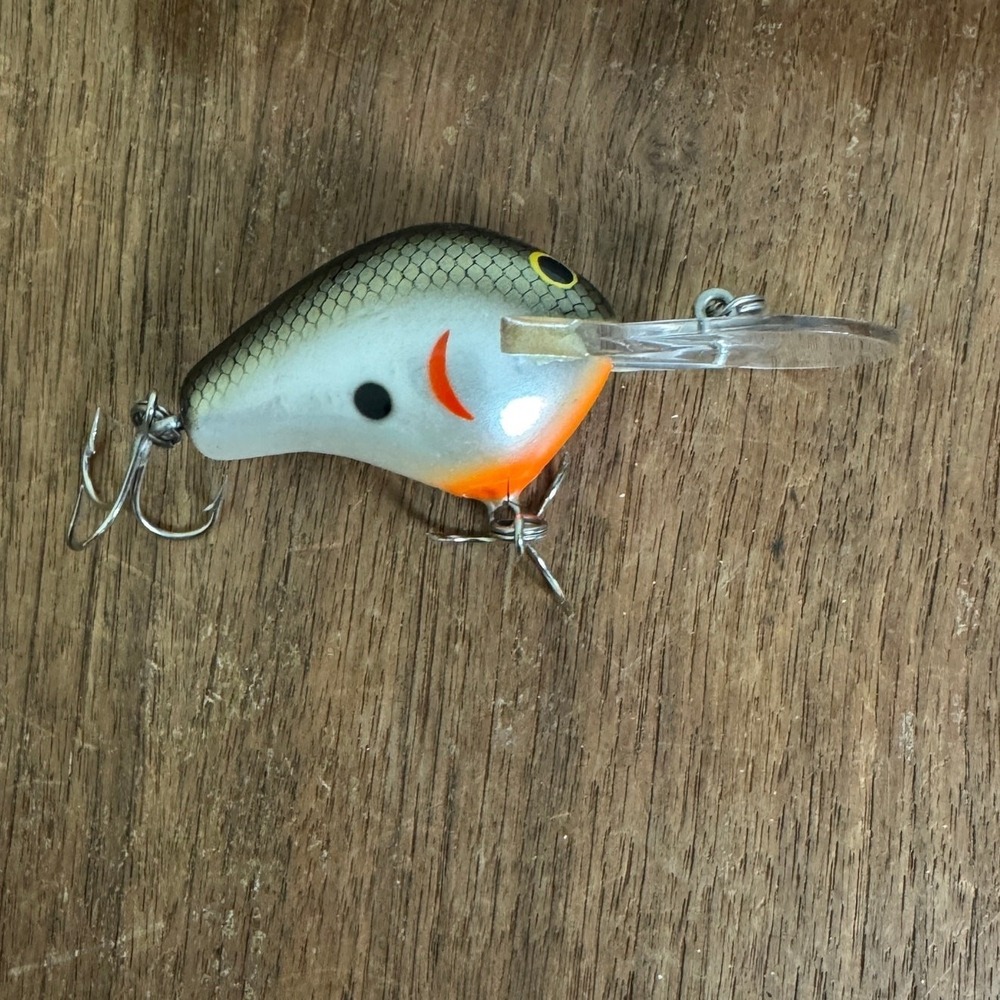 Bagley's Diving B # 1 Gray Silver Orange Crankbait double treble hook lure